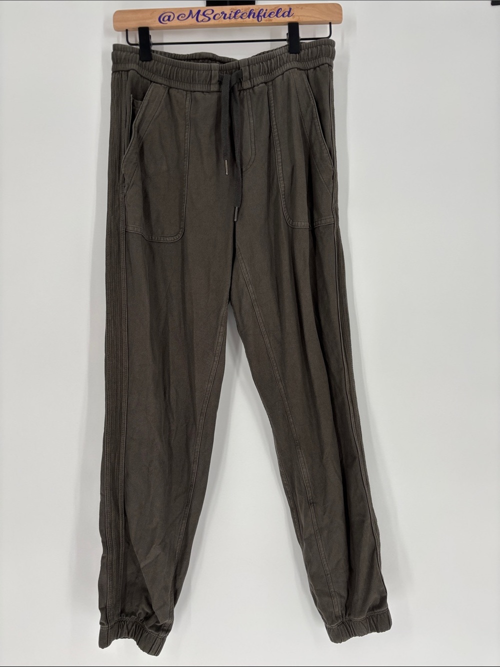 Athleta Farallon Jogger Pants Womens Olive Green Cotton Stretch 4